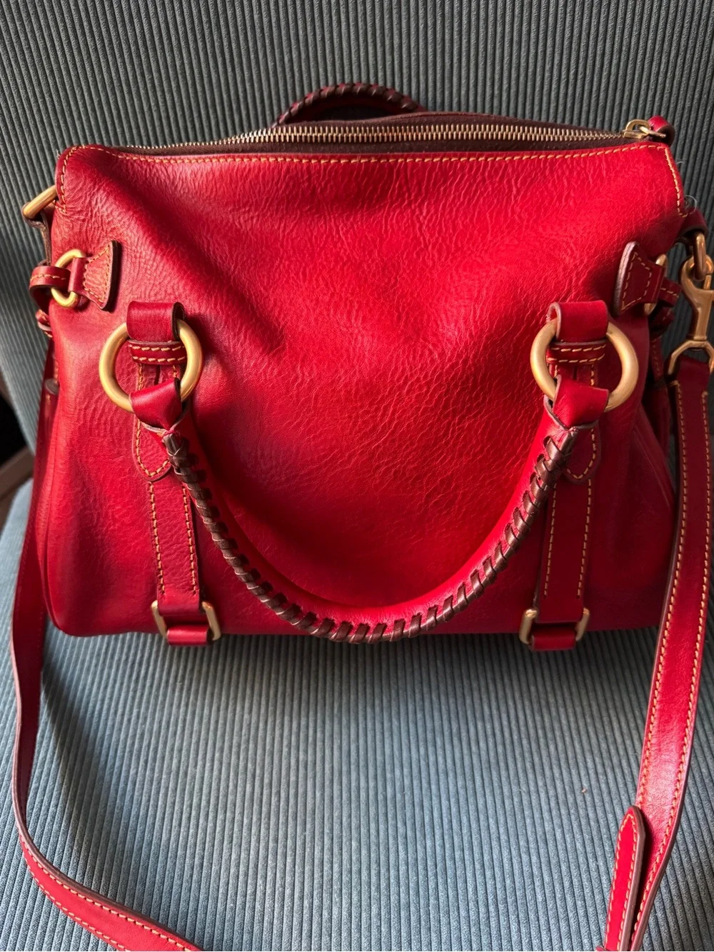 Dooney and Bourke Red Florentine  Satchel Handbag
